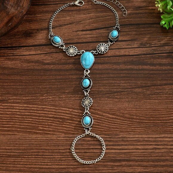 Green Boho Women's western Geometric Metal Alloy Bracelet - Picture 3 of 8